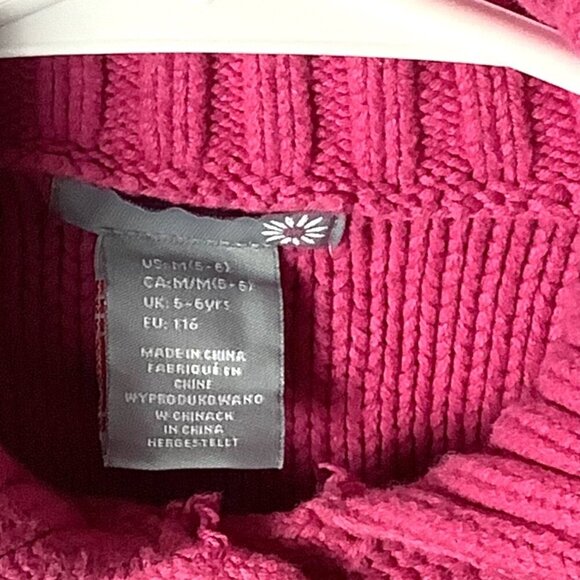 Girls Pink Knit Cardigan Sweater Size M 5-6 Diamond Pattern Button Front - Picture 3 of 13